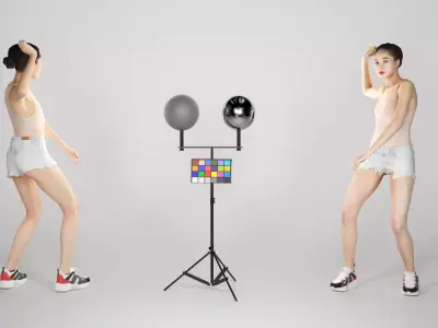 Pretty woman in shorts playing volleyball 226 Low-poly 3D model