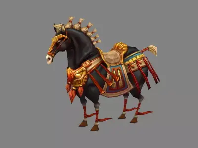 Cartoon Mount - Ancient War Horse Low-poly 3D model