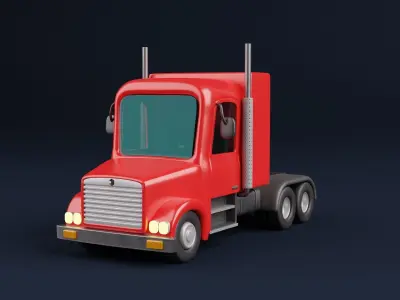 Stylized Cartoon  Rigged Semi Truck 3D model 3D model