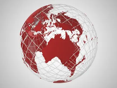 Globe News Skeleton Dark Red 3D model