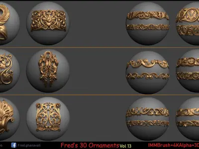 Freds ORNAMENT IMM-3dModels-4kAlpha Vol 13 Low-poly 3D model