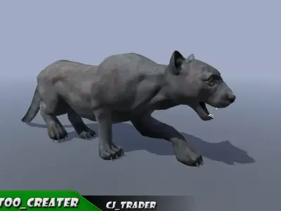Lowpoly Wild Animal Puma Rigged 3D model Low-poly 3D model