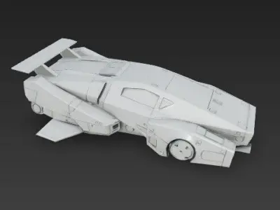 3D Printable Sci Fi Racing Hover Car Model 3D print model