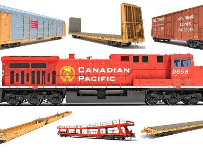 Canadian Pacific Freight Train 3D Model Collection