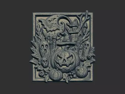 hallowen themed scene cnc model 3D print model