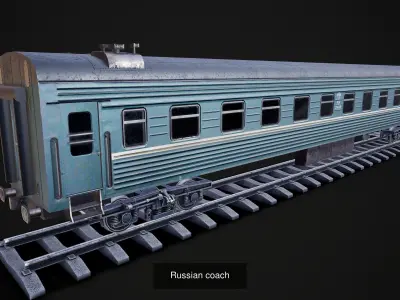 Russian  Train - Mail rail car - Coach LOW POLY 3D Model Pack