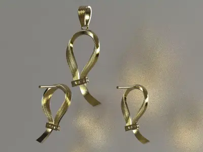 Diamond Accented Ribbon Loop Half Set model  js0023 3D print model