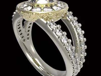 engraving halo ring center gem 6 mm 3D print model