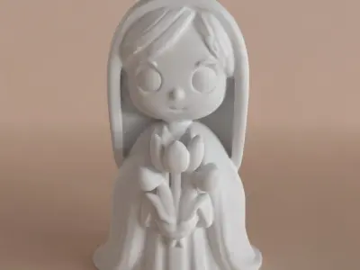 cute cartoon st Mary sculpture Christmas decoration 3D print model