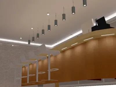 Direct and Indirect Led Lighting Design of a Bar Cafe 3D model