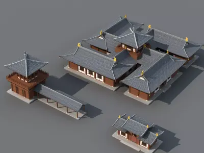 China temples church Historical sites palace Tang dynasty 3D model order