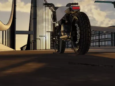 motorcycle on bridge 3D model