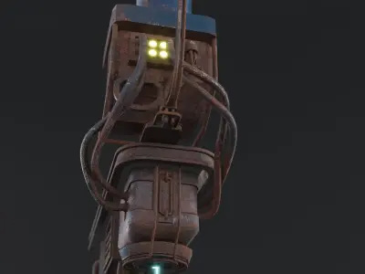 Low poly sci-fi machine game asset free 3d model Low-poly 3D model