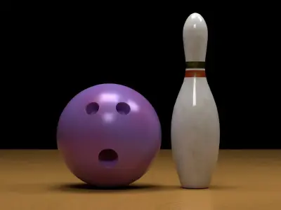 Bowling Ball and Pin Low-poly 3D model purchase