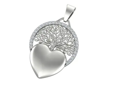 Tree of Life Heart Pendant 3D print model