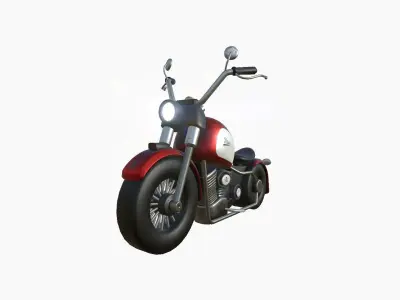 Motorcycle Cartoon A12 Red White - Custom Vehicle Design Low-poly 3D model