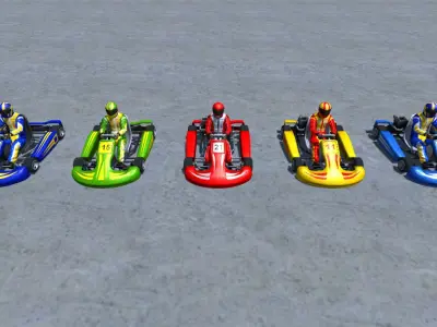 5 Low Poly Karts With Player Pack - 1 Low-poly 3D model