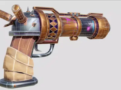 Stylized Fantasy Gun Arcane Inspired Pistol Low-poly 3D model