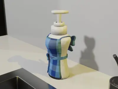 Feminine Soap dispenser With Apron Ornament  Low-poly 3D model