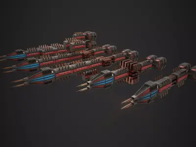 Modular Spaceship Seven Low-poly 3D model