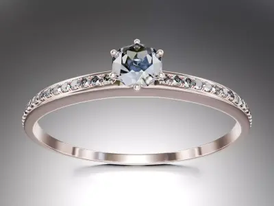 Elegant Engagement Ring 3D Model 3D model