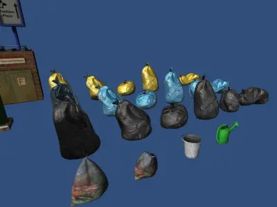 City props collection Low-poly 3D model