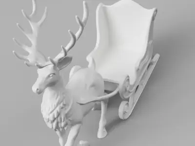 Christmas Reindeer and Sleigh 3D print model