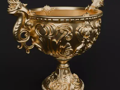 Golden Dragon Bowl 3D model Chinese Ornament bowl for printing 3D print model