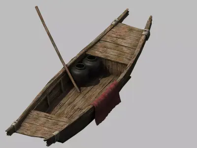 Game Traffic - Small wooden boat 08 3D model