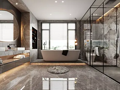Modern Luxury Bathroom 3D Scene 3D model