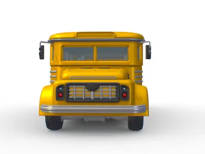 subdivision 3d model Retro School Bus Low-poly 3D model