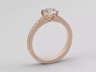 OAC154 Solitaire Ring with Petal Inspired Design 3D print model