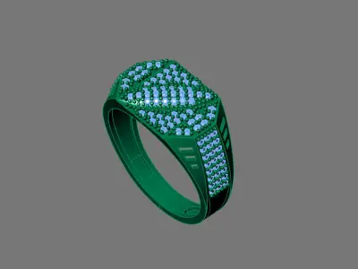Gents Rings Diamond Men Ring STL 3DM 3D ready print model 3D print model