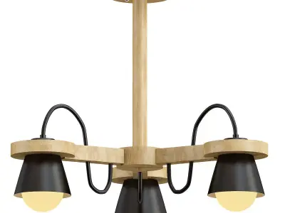 liustra three light chandelier in wood 3D model