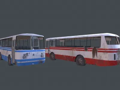 Old Rusty Bus Low-poly 3D model