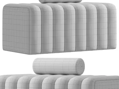 Modern Line Tufted Bench  3D model