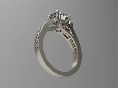 ring 3D print model diamond engagement gold 3D print model