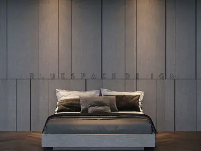 Bed 01 MDF Laminate wood Low-poly 3D model