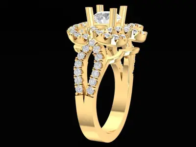 Luxury Double Halo Diamond Engagement Ring  2172 3D print model