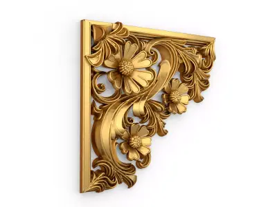 Classic carved corner decor ornament cnc 3d printing stl 02 3D model