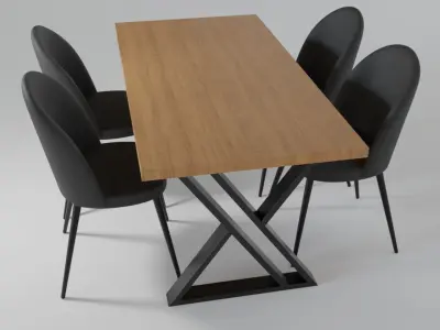 Dining table with chairs 3D model buy