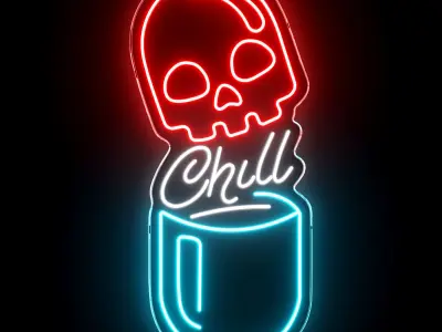 Chill Pill Neon Sign 3D model
