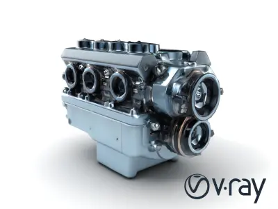 Inline 6-Cylinder Engine model pack with robust cast-iron block Low-poly 3D model