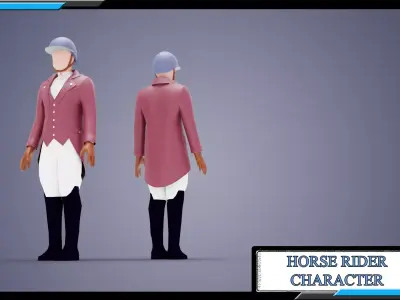 HORSE RIDER MAN BASE MESH MODEL Low-poly 3D model