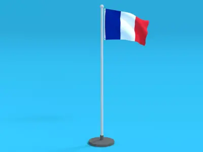 Low Poly Seamless Animated France Flag Low-poly 3D model