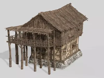 Thatch Hut House 06 For Games and Films 3D Model Low-poly 3D model