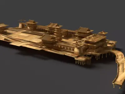 Chinese ancient palace house  Low-poly 3D model