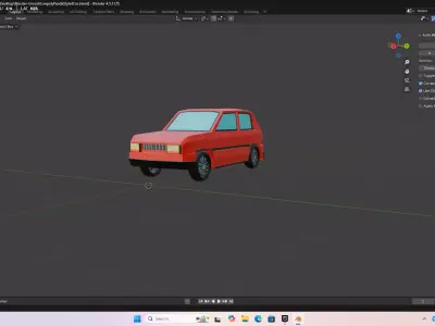 Low Poly Fiat Panda inspired Rigged Car 3D model