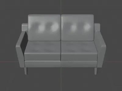 Sofa game-ready low-poly PBR interior realistic furniture model Low-poly 3D model