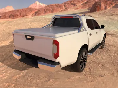 Pickup mercedes benz truck in desert Low-poly 3D model
